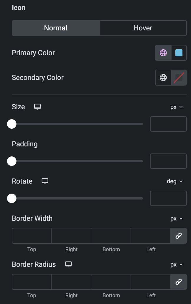 Call To Action: Secondary Button Icon Style Settings