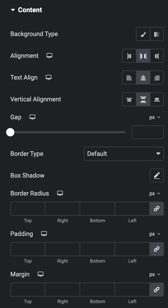 Call To Action: Content Style Settings