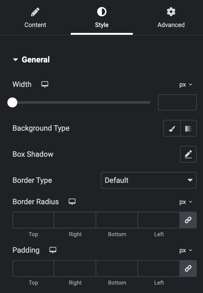 Table Of Content: General Style Settings