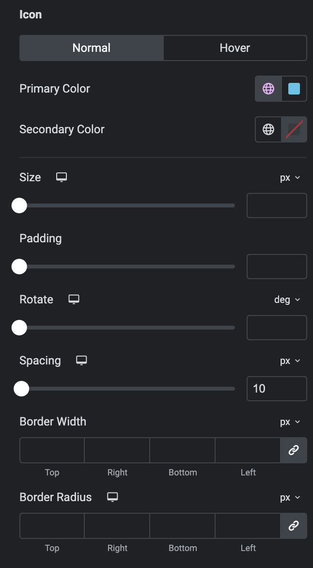 Table Of Content: Header Icon Style Settings