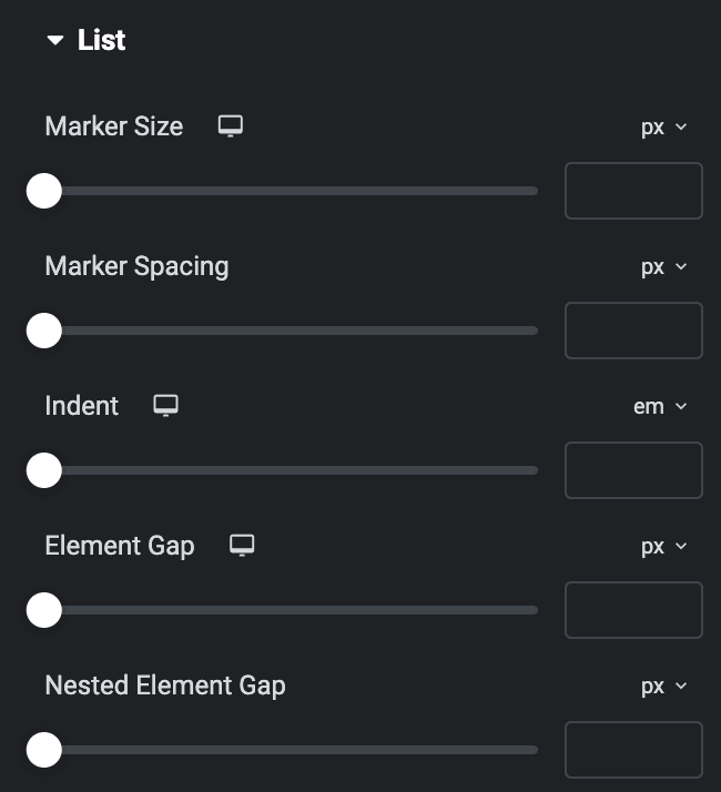 Table Of Content: List Style Settings