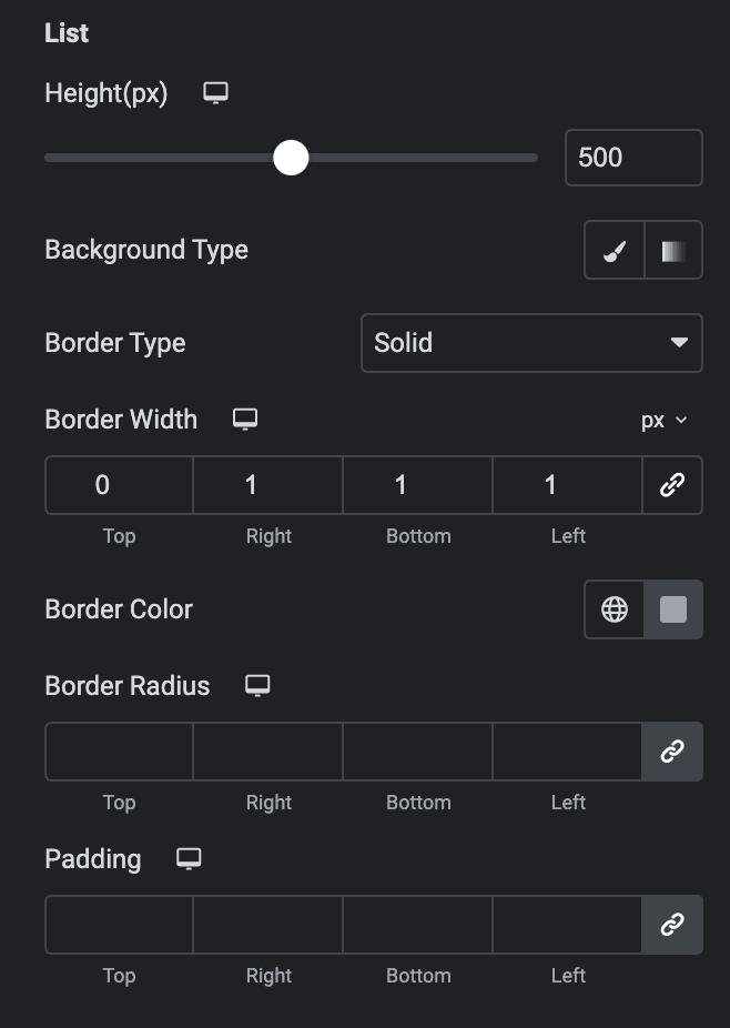 Table Of Content: List Style Settings