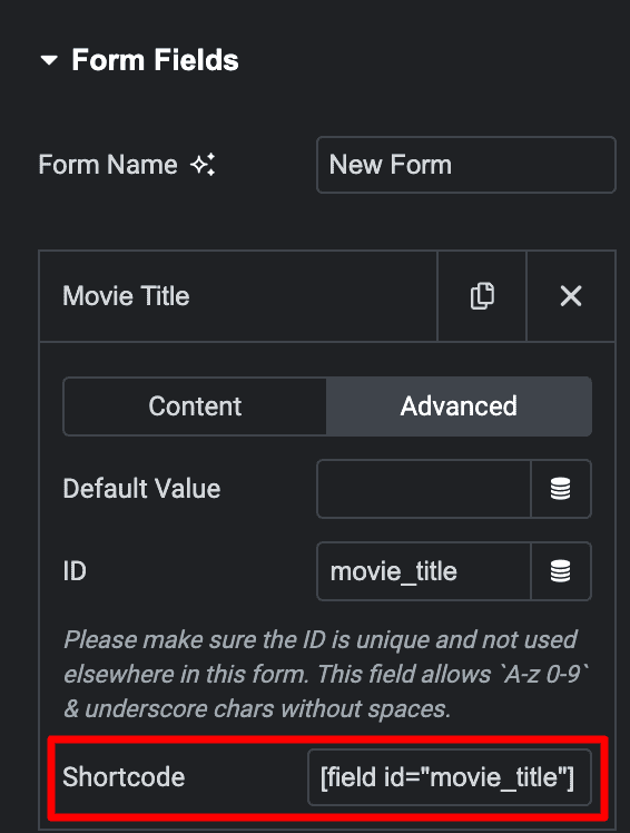 Elementor Form: Find Shortcode