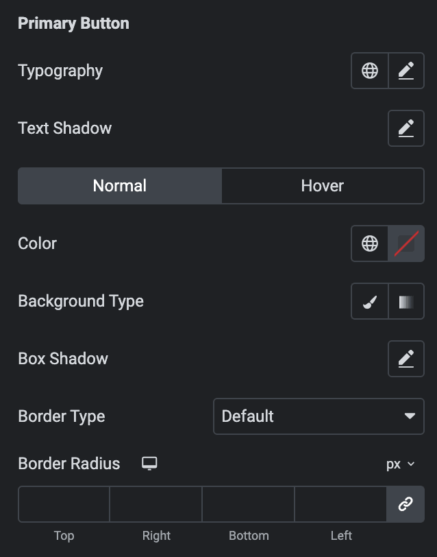 Call To Action: Primary Button Style Settings