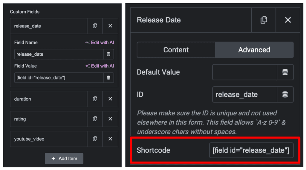 Elementor Form: Add Custom Fields Settings