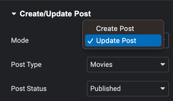 Elementor Form: Choose to Create or Update Post