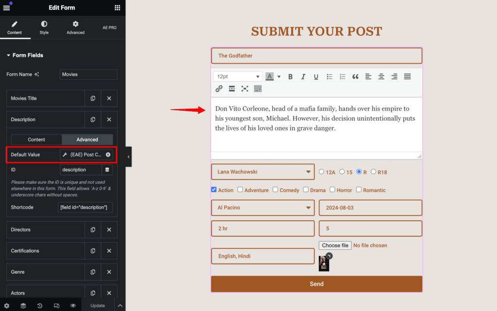 Add Dynamic Value for Post Description