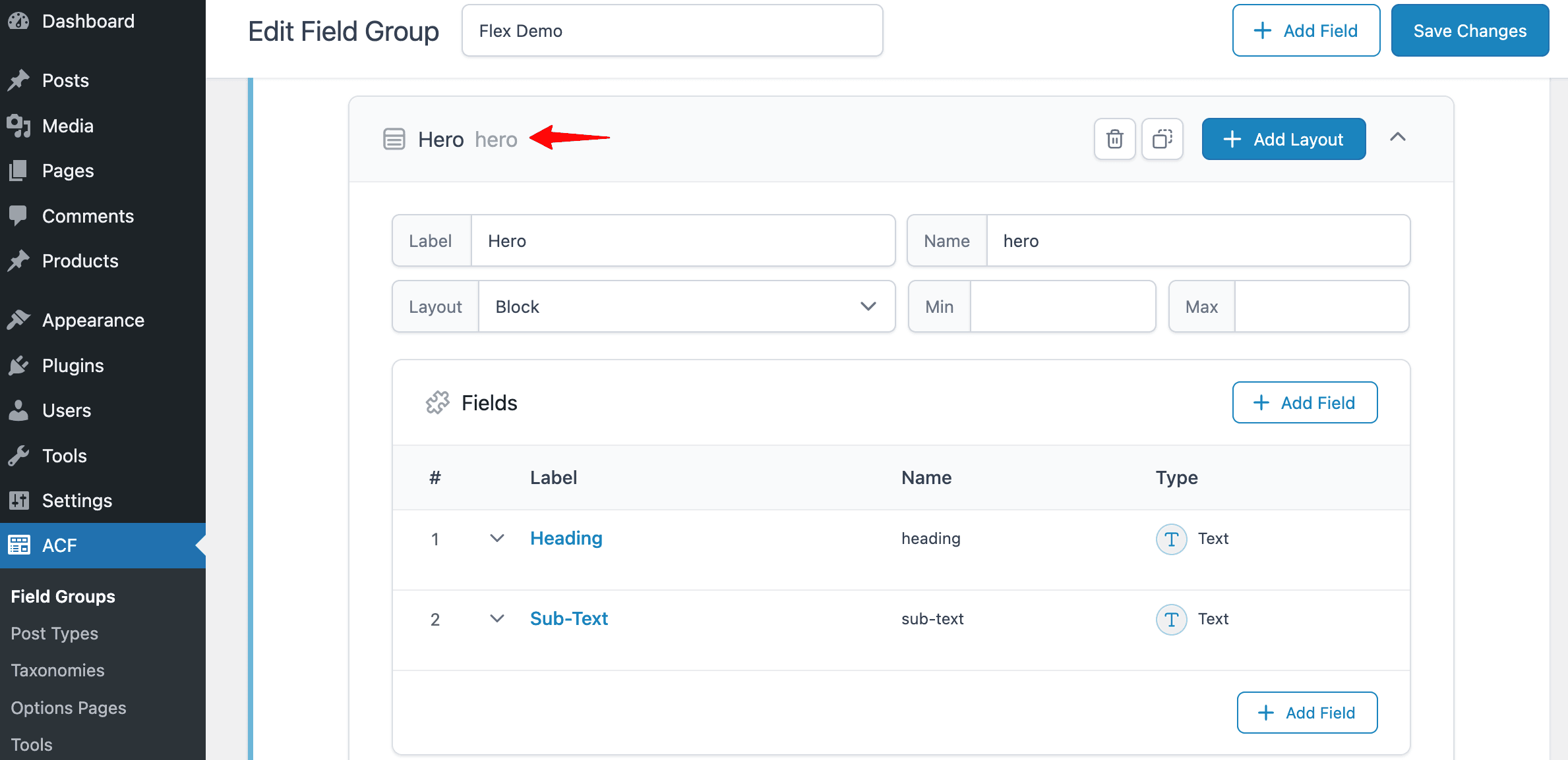 ACF: Creating Layout