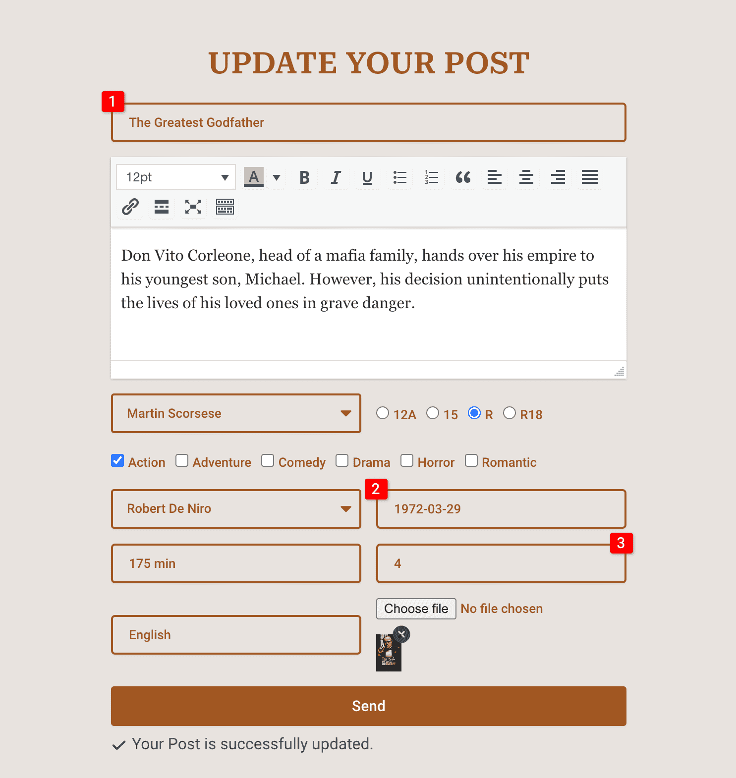 Updating the Details of Post Using Elementor Form