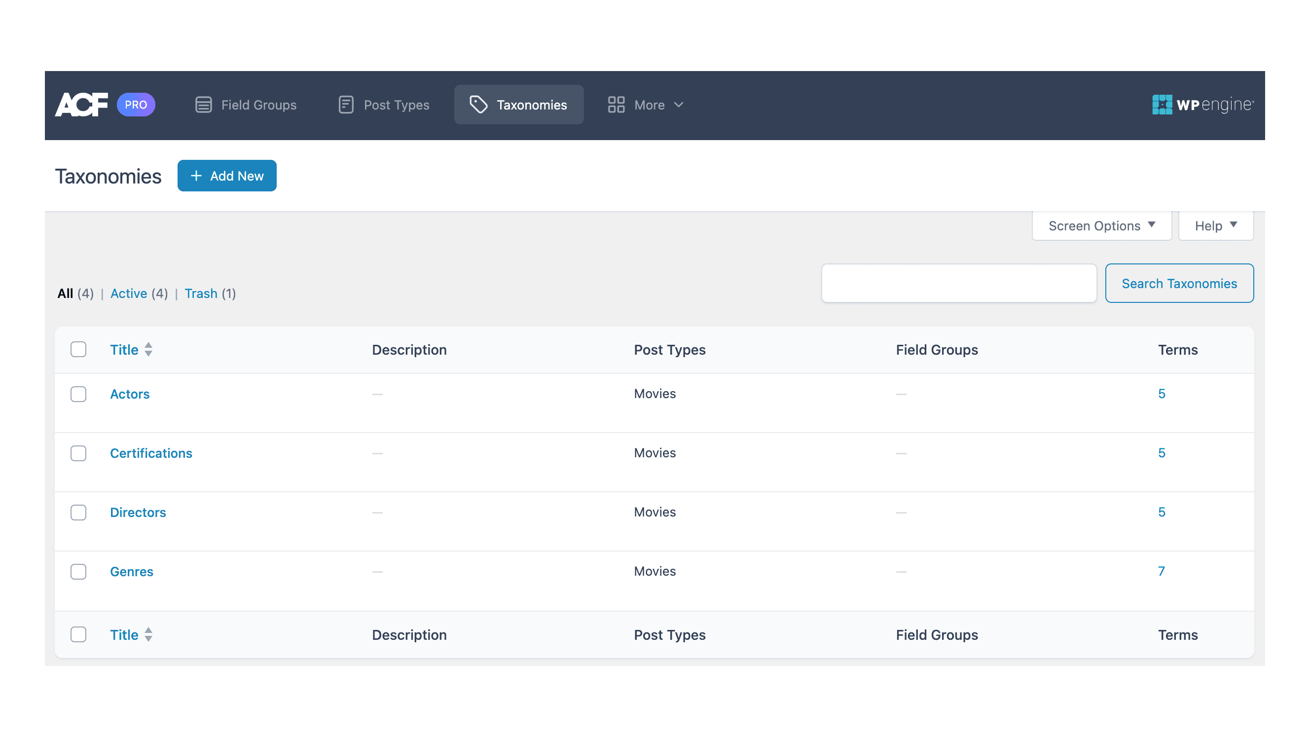 Advanced Custom Fields: Taxonomies