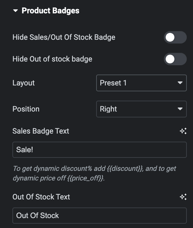 Woo Products: Product Badges Settings