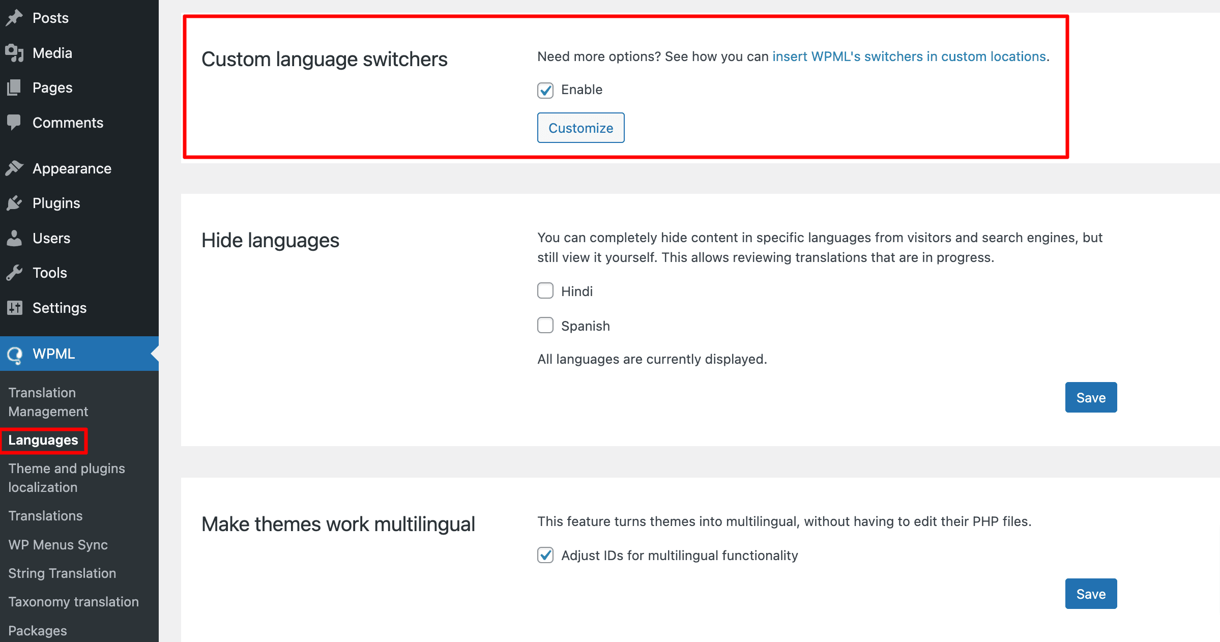 WPML: Customize Custom Language Switcher