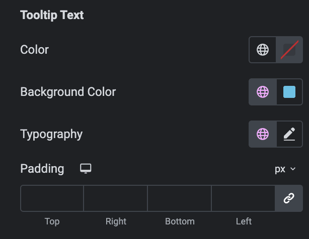 Comparison Table: Tooltip Text Style Settings