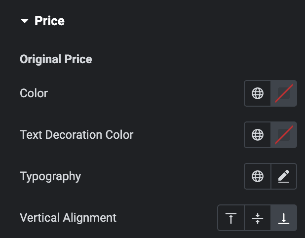 Comparison Table: Original Price Style Settings