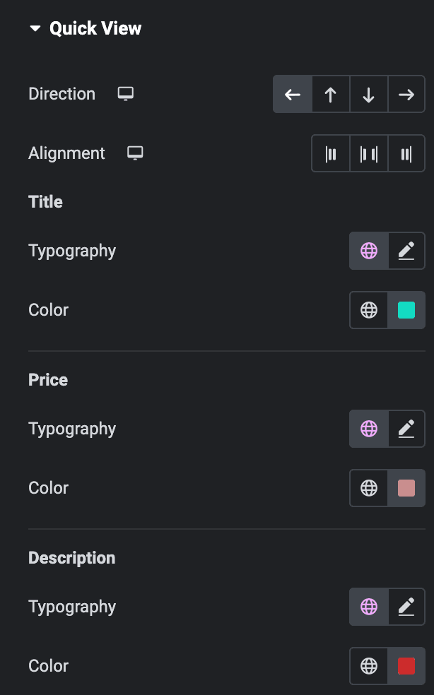 Woo Products: Quick View Style Settings