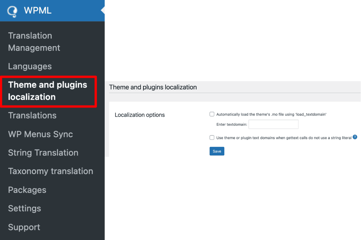 WPML: Themes and Plugins Localization Settings