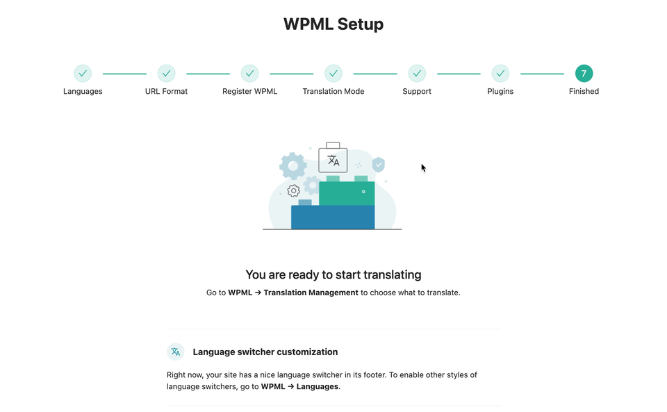 WPML Setup: Finished Settings