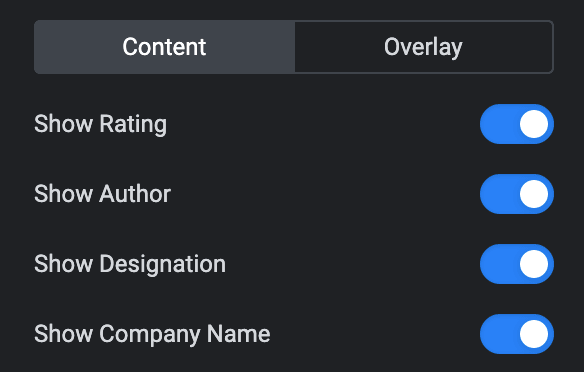 Testimonial Slider: Content Display Settings