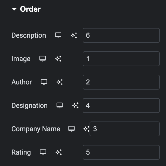 Testimonial Slider: Order Settings