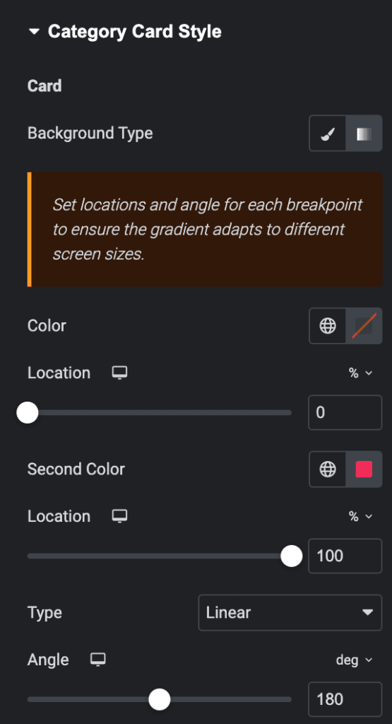 Woo Category: Card Background Type Settings(Gradient)