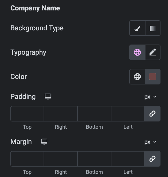 Testimonial Slider: Preset Company Name Style Settings