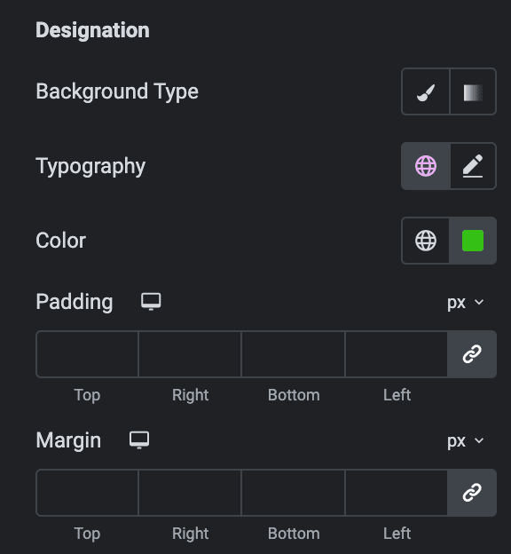 Testimonial Slider: Preset Designation Style Settings