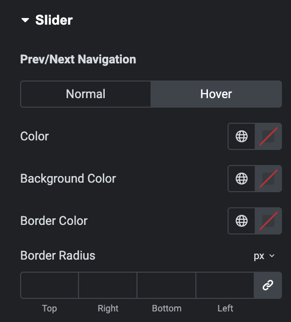 Testimonial Slider: Slider Prev/Next Navigation Style Settings(Hover)