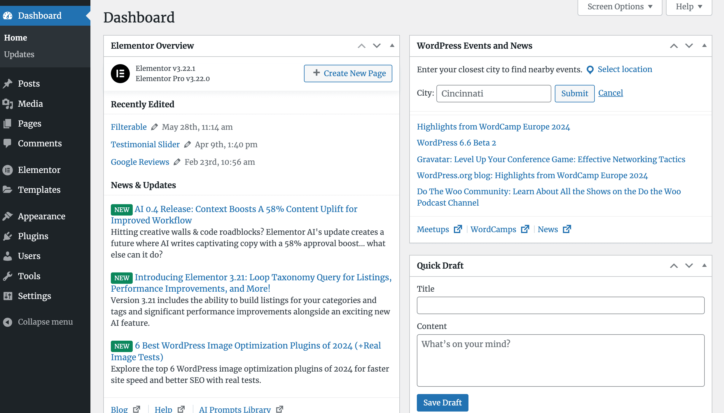 WordPress Admin Area: After Changing Font