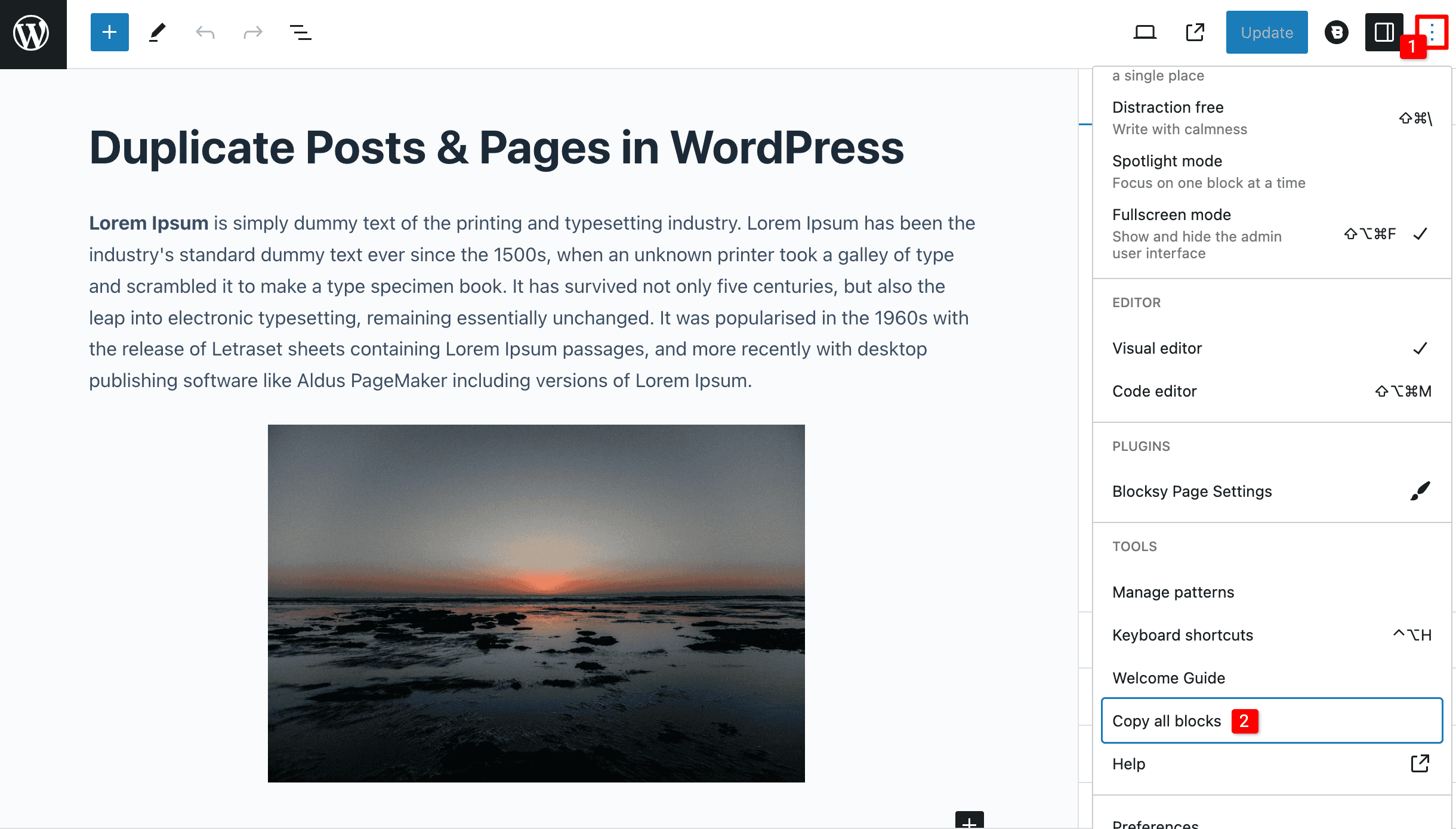 Copy All Blocks from Post and Pages in WordPress