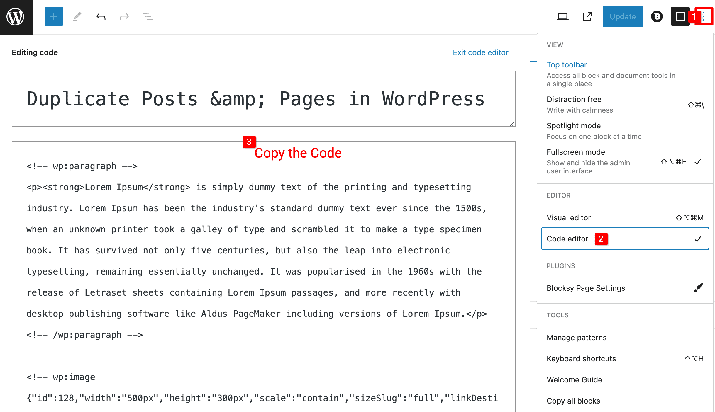 Copy Code from WordPress Code Editor