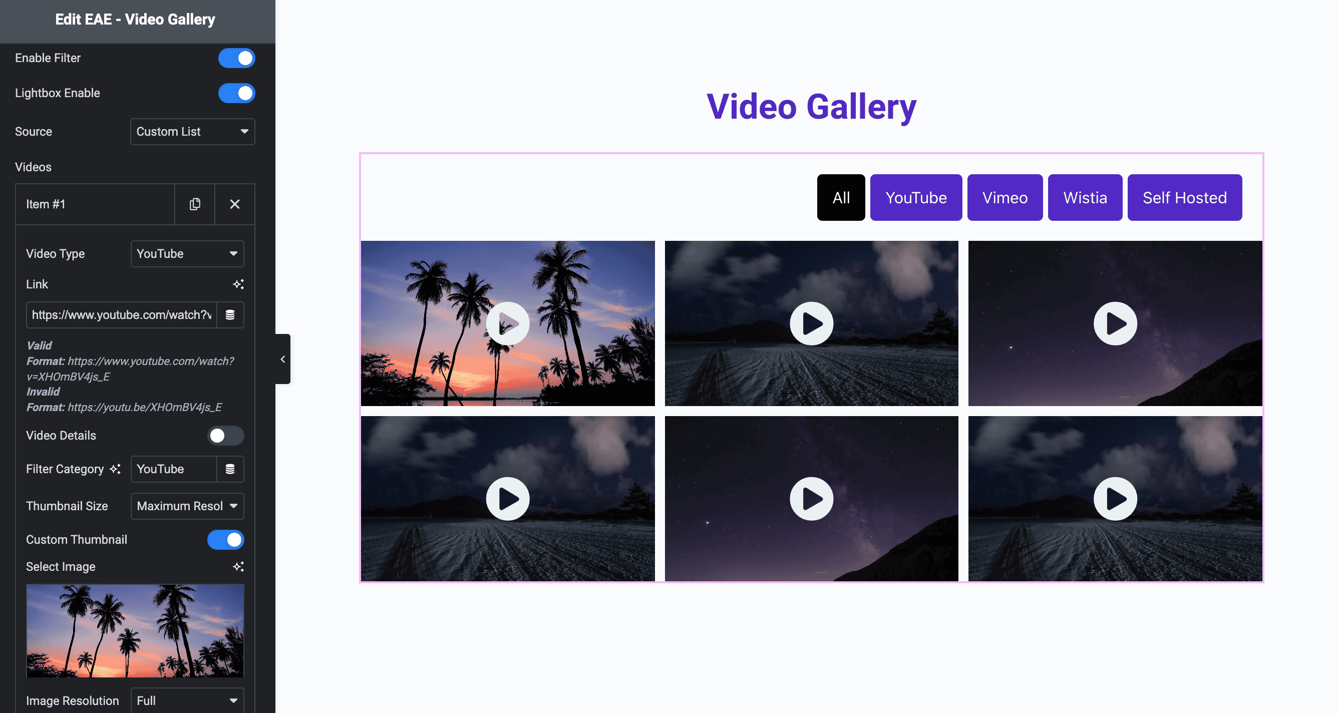 Video Gallery: Show Videos Using Custom List