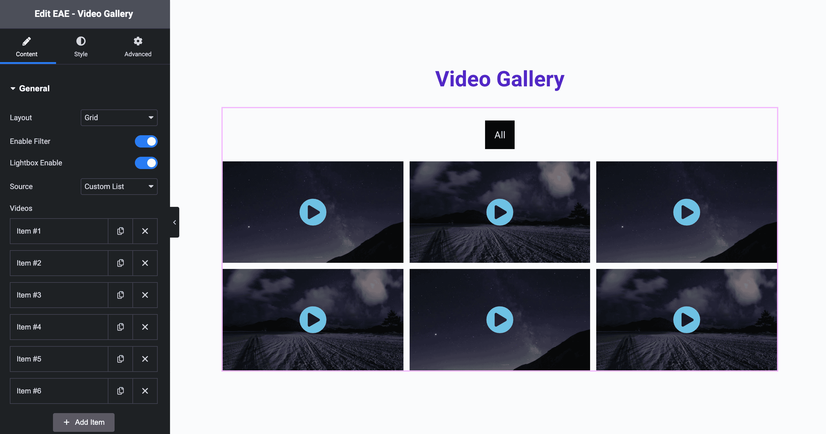 Video Gallery: Grid Layout