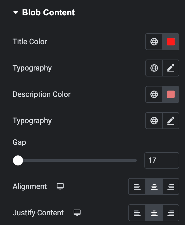 Blob Shape: Blob Content Style Settings