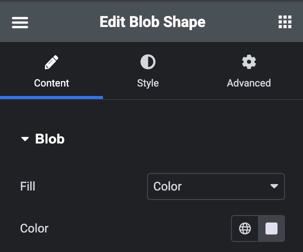 Blob Shape: Fill Type Color