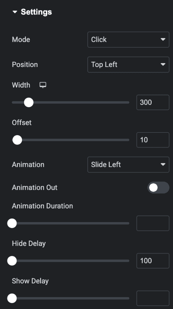 Dropbar: Settings