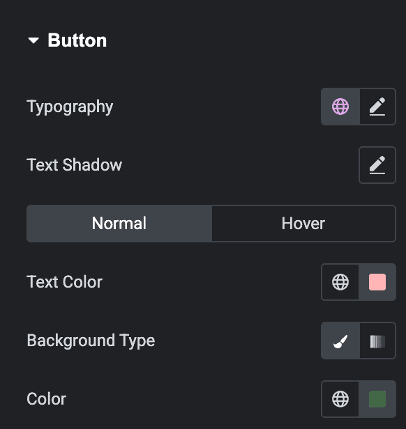 Dropbar: Button Styling Settings(Normal)