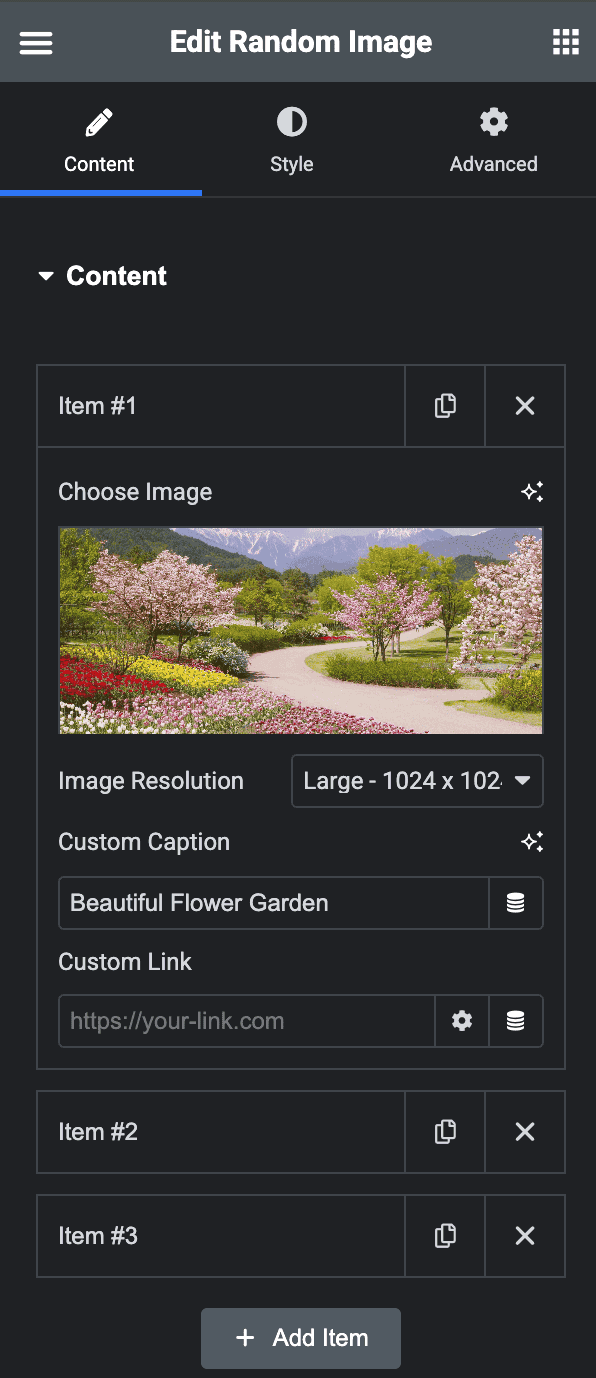 Random Image: Content Settings