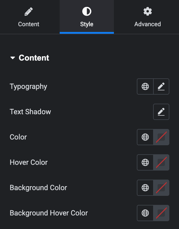 Text Scroll: Content Style Settings